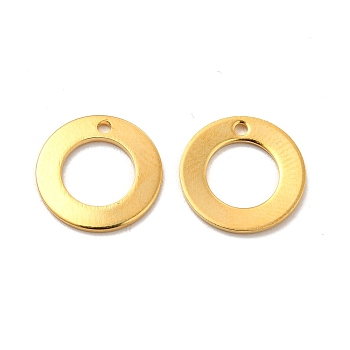 201 Stainless Steel Pendants, Ring Charm, Real 24K Gold Plated, 12x0.5mm, Hole: 1.2mm