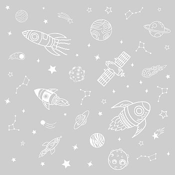 PVC Wall Stickers, for Wall Decoration, Space Theme Pattern, 390x900mm, 2pcs/set