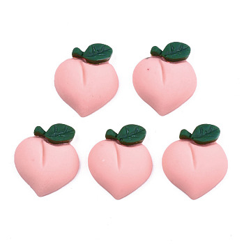 Resin Cabochons, Peach, Pink, 20~21x17.5~18x5~6mm