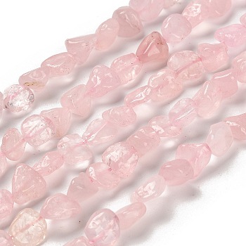 Natural Rose Quartz Beads Strands, Nuggets, Tumbled Stone, 7~13x4.5~10x4.5~10mm, Hole: 1.2mm, about 44~46pcs/strand, 15.08~16.14 inch(38.3~41cm)