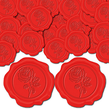 Adhesive Wax Seal Stickers, Envelope Seal Decoration, For Craft Scrapbook DIY Gift, Flower, 30mm, 100pcs