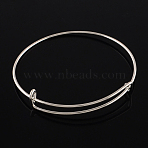 Adjustable Iron Expandable Bangle Making, Platinum, 0.15cm, Inner Diameter: 2-1/2 inch(6.2cm)(BJEW-R038-P)