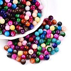 Baking Paint Glass Beads, Round, Mixed Color, 6~6.5mm, Hole: 1~1.6mm(X1-DGLA-S115-6mm-MS)