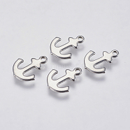 Tarnish Resistant 304 Stainless Steel Charms, Anchor, Stainless Steel Color, 12x9x1mm, Hole: 1.2mm(STAS-F139-028P)