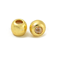 Rack Plating Brass Silicone Spacer Beads, Long-Lasting Plated, Cadmium Free & Lead Free, Round, Real 18K Gold Plated, 3x2.5mm, Hole: 0.8mm(FIND-T071-02G-A02-RS)