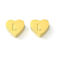Ion Plating(IP) 316 Surgical Stainless Steel Beads, Love Heart with Letter Bead, Real 18K Gold Plated, Letter L, 5.5x6.5x2.5mm, Hole: 1.4mm(STAS-R230-01L-G)