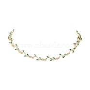 Brass Micro Pave Cubic Zirconia Links Necklaces for Women, Leafy Vine Choker Necklaces, Golden, 16.22 inch(412mm)(NJEW-JN04738)