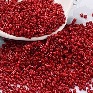 Baking Paint Glass Seed Beads, Cylinder, FireBrick, 2x1.5mm, Hole: 1mm, about 50398pcs/pound(SEED-S042-05B-89)