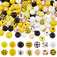 PandaHall Elite 14 Styles Painted & Unfinished Natural Wood Beads, Round, Mixed Color, 15~19x15~18mm, Hole: 3~4.5mm(WOOD-PH0002-43)