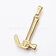 Ion Plating(IP) 304 Stainless Steel Pendants, Hammer, Golden, 34x21x4.5mm, Hole: 4x8mm(STAS-K162-017G)