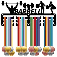 Sports Theme Iron Medal Hanger Holder Display Wall Rack, 3-Line, with Screws, Sports, 130x290mm, Hole: 5mm(ODIS-WH0055-098)