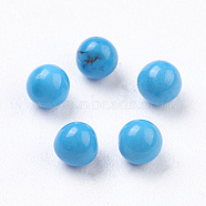 Natural Magnesite Beads, Gemstone Sphere, Dyed, Round, Undrilled/No Hole Beads, Gemstone Sphere, Deep Sky Blue, 3mm(G-E482-07D-3mm)