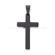 304 Stainless Steel Pendants, Cross, Electrophoresis Black, 37x21x2.5mm, Hole: 8x4.5mm(STAS-L218-22EB)