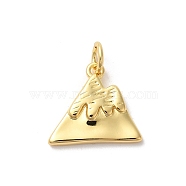 Rack Plating Mountain Brass Pendants, with Jump Ring, Long-Lasting Plated, Cadmium Free & Lead Free, Real 18K Gold Plated, 17x15x2mm, Hole: 3mm(KK-Z056-07G)