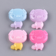 Resin Cabochons, with Glitter Powder, Cartoon Piggy Findings, Mixed Color, 20x17x6mm
(X-CRES-T010-46)