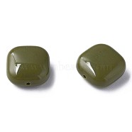 Opaque Acrylic Beads, Square, Dark Olive Green, 15x15x7.5mm, Hole: 1.2mm, about 375pcs/500g(MACR-S373-147-A11)