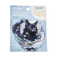 20Pcs Moonlit Cat Waterproof PET Self-Adhesive Decorative Stickers, for DIY Scrapbooking, Light Sky Blue, 61x43x0.2mm(DIY-M053-04B)