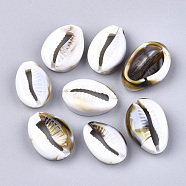 Acrylic Beads, Imitation Gemstone Style, No Hole/Undrilled, Cowrie Shell Shape, Floral White, 18x12x6mm, about 806pcs/500g(OACR-S021-48)