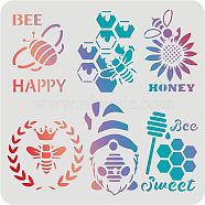 Large Plastic Reusable Drawing Painting Stencils Templates, for Painting on Scrapbook Fabric Tiles Floor Furniture Wood, Square, Bees Pattern, 300x300mm(DIY-WH0172-570)