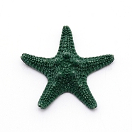 Opaque Resin Cabochons, Starfish, Dark Green, 43x45x14mm(DJEW-WH0011-12D)