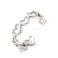 304 Stainless Steel Heart Wrap Open Cuff Ring, Hollow Ring for Women, Stainless Steel Color, US Size 6 3/4(17~19mm)(RJEW-C040-01P)