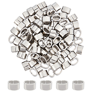 100Pcs 304 Stainless Steel Slide Charm, Rectangle, Stainless Steel Color, 5x8x5mm, Hole: 3x6mm(STAS-UN0043-61)