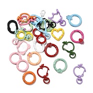 Spray Painted Alloy Clasps Set, Including Swivel Snap Hook Clasps and Spring Gate Rings, for Keychain, Mixed Shapes, Mixed Color, 17~48x10~26.5x4~7mm, Hole: 2.5~9mm(FIND-XCP0002-44)