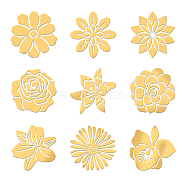 Nickel Decoration Stickers, Metal Resin Filler, Epoxy Resin & UV Resin Craft Filling Material, Golden, Flower, 40x40mm, 9pcs/set(DIY-WH0450-155)