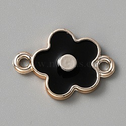 Plastic Connector Charms, with Enamel, Flower, Black, 26x18x3mm, Hole: 2.5mm(KY-WH0036-23B)