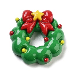 Christmas Theme Resin Cabochons, Christmas Wreath, 40x40x12.5mm(CRES-U002-01A)