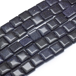 Synthetic Blue Goldstone Beads Strands, Square, 14x14x4.5mm, Hole: 1mm, about 28pcs/strand, 15.3 inch(39cm)(G-G793-16A-02)