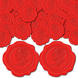 Adhesive Wax Seal Stickers, Envelope Seal Decoration, For Craft Scrapbook DIY Gift, Flower, 30mm, 100pcs(DIY-CP0010-69B)