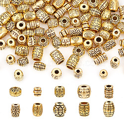 100Pcs 10 Styles Tibetan Style Alloy Beads, Mixed Shapes, Antique Golden, 5~8x5~6.5mm, Hole: 1~4mm, 10pcs/style(FIND-HY0003-50)