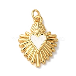 Rack Plating Brass Pendants, with Enamel and Jump Ring, Long-Lasting Plated, Heart Charm, Real 18K Gold Plated, 22x16x3mm(KK-K345-10G)