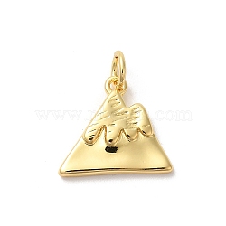 Rack Plating Mountain Brass Pendants, with Jump Ring, Long-Lasting Plated, Cadmium Free & Lead Free, Real 18K Gold Plated, 17x15x2mm, Hole: 3mm(KK-Z056-07G)