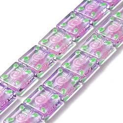 Handmade Lampwork Beads Strands, with Enamel, Square, Purple, 11.8~12x12x5~5.5mm, Hole: 1.2mm, about 33pcs/strand, 15.35''(39cm)(LAMP-K037-11H)