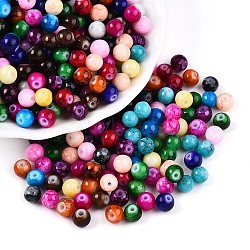 Baking Paint Glass Beads, Round, Mixed Color, 6~6.5mm, Hole: 1~1.6mm(X1-DGLA-S115-6mm-MS)