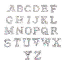 Alphabet Resin Rhinestone Patches, Iron/Sew on Appliques, Costume Accessories, for Clothes, Bag Pants, White, 43.5~50x20~51x3mm(DIY-TAC0005-45D)