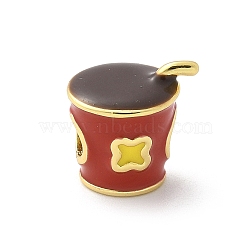 Brass Enamel Beads, Lead Free & Cadmium Free, Real 18K Gold Plated, Drink, 10x10.5x8.5mm, Hole: 3x3mm(KK-S511-27B-G)