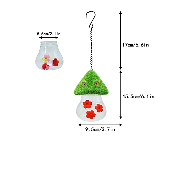 Resin & ABS Bird Hanging Feeder, Outdoor Bird Feeder, Garden Decoration Container, Mushroom House Shape, Red, 325mm