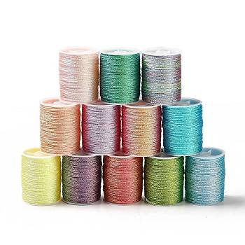 12 Rolls 12 Colors 6-Ply Polyester Cord, for Jewelry Making, Mixed Color, 0.5mm, about 18~20m/roll, 1 roll/color