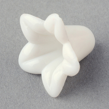 Opaque Acrylic Beads, Trumpet Flower Beads, Flower, White, 17x17x12mm, Hole: 1.5mm