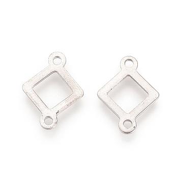 201 Stainless Steel Links connectors, 
Rhombus, Stainless Steel Color, 16.5x12x1mm, Hole: 1.5mm