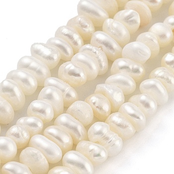 Natural Keshi Pearl Cultured Freshwater Pearl Beads Strands, Baroque Pearls, Nuggets, Grade 2A+, Navajo White, 3~4mm, Hole: 0.6mm, about 85pcs/strand, 7.09 inch(18cm)