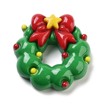 Christmas Theme Resin Cabochons, Christmas Wreath, 40x40x12.5mm