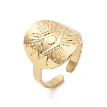 304 Stainless Steel Evil Eye Open Finger Ring, Wide Band Cuff Ring for Women, Golden, 3~17mm, Inner Diameter: US Size 7(17.2mm)