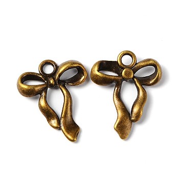 Tibetan Style Alloy Pendants, Bowknot, Lead Free and Cadmium Free, Antique Bronze, 23x18x4mm, Hole: 2.5mm