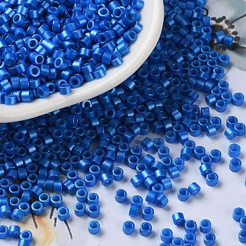 Baking Paint Glass Seed Beads, Cylinder, Blue, 2.5x2mm, Hole: 1.4mm, about 5039pcs/50g