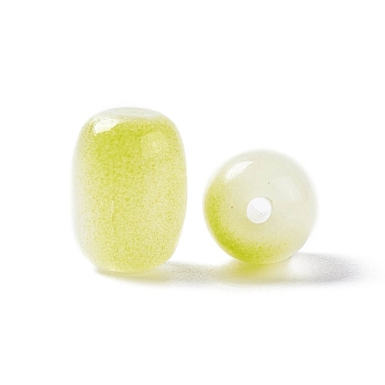 Opaque Glass Beads, Barrel, Yellow, 10x8mm, Hole: 1.6mm