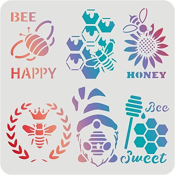 Large Plastic Reusable Drawing Painting Stencils Templates, for Painting on Scrapbook Fabric Tiles Floor Furniture Wood, Square, Bees Pattern, 300x300mm
